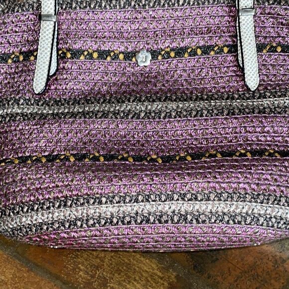 ERIC JAVITS New York purple straw shoulder bag EUC - Picture 12 of 14